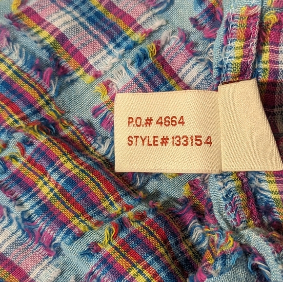 Carbon 2 Cobalt men's cotton reverse plaid beachy button down - Picture 2 of 6